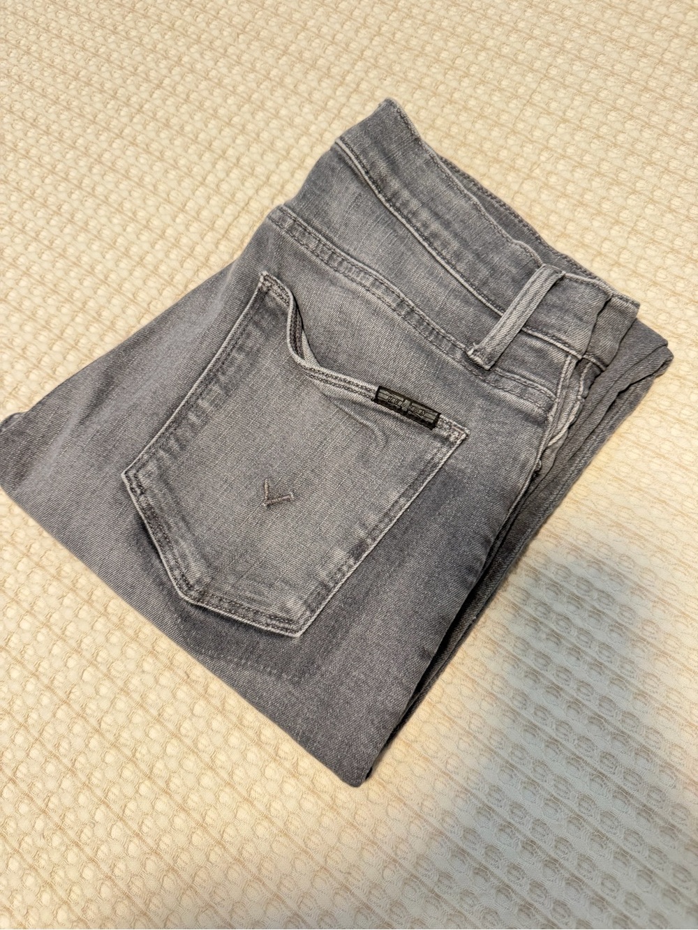 Hudson Blair Ped Jeans - Gray Raw Hem Stretch Denim Skinny
